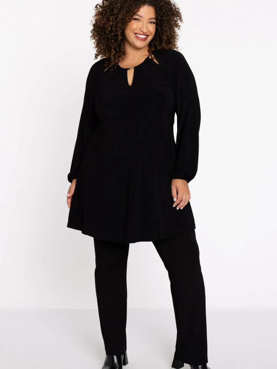 YOEK Blusen<Damen Tunika schwarz uni