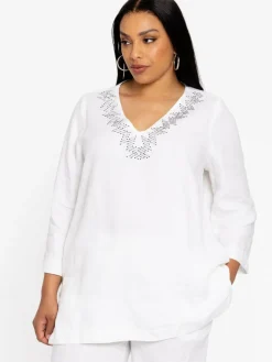 YOEK Blusen<Damen Tunika weiß uni