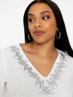 YOEK Blusen<Damen Tunika weiß uni