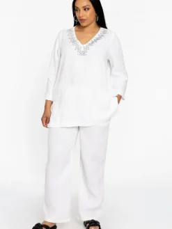 YOEK Blusen<Damen Tunika weiß uni