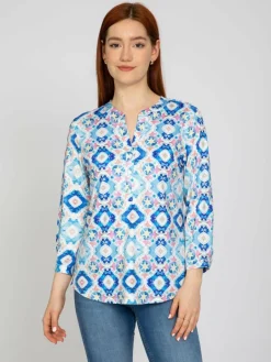 Vicci Germany Blusen<Damen Tunikabluse hellblau bedruckt