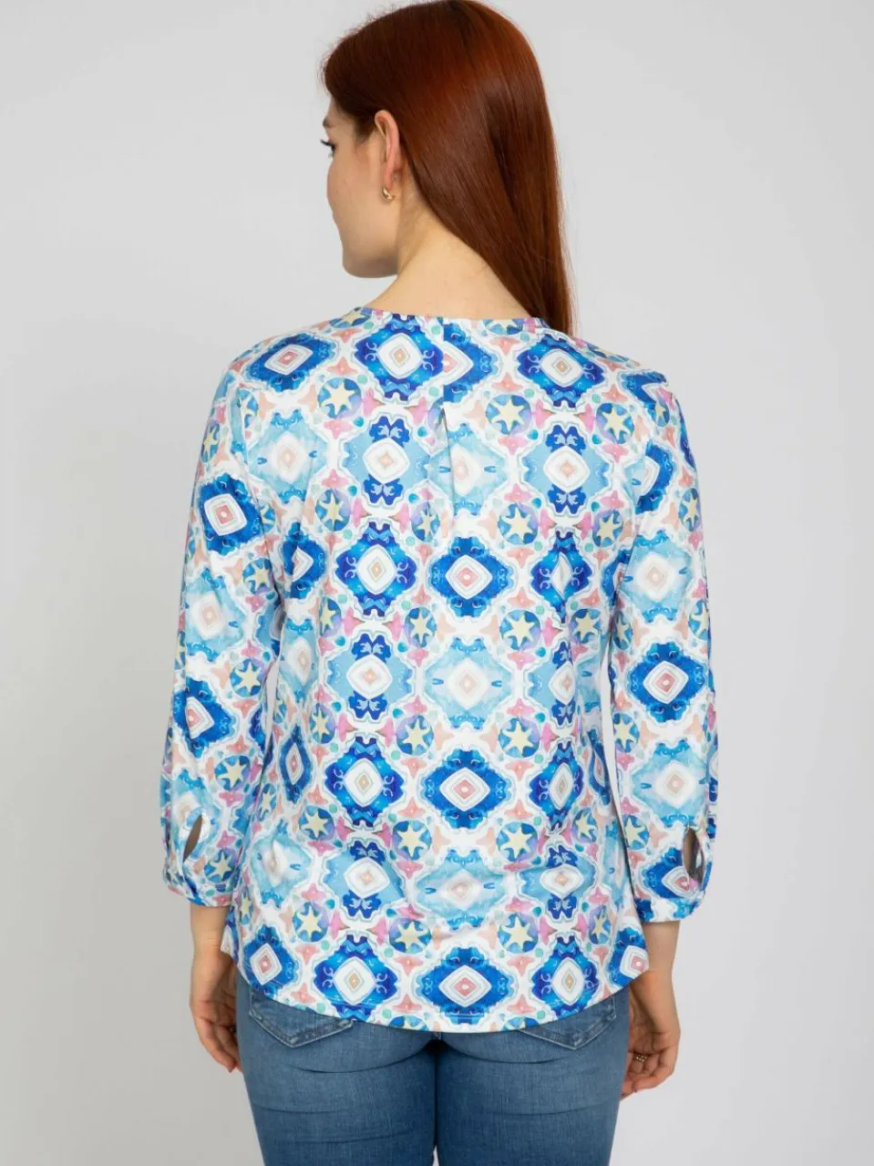 Vicci Germany Blusen<Damen Tunikabluse hellblau bedruckt