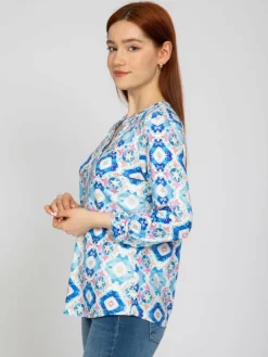 Vicci Germany Blusen<Damen Tunikabluse hellblau bedruckt