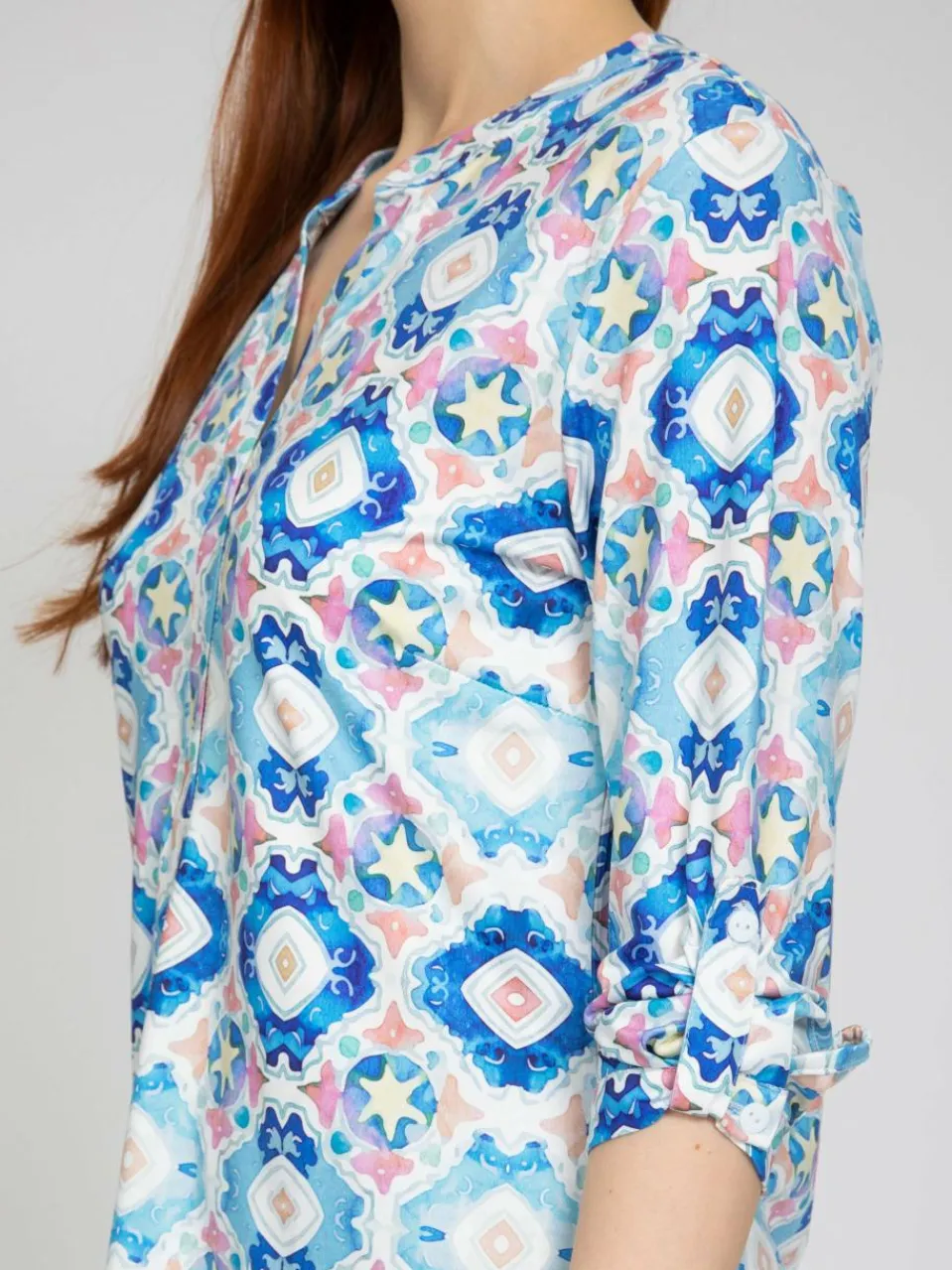 Vicci Germany Blusen<Damen Tunikabluse hellblau bedruckt