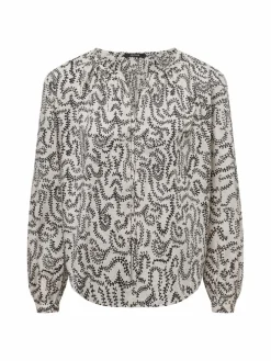 Opus Blusen<Damen Tunikabluse - Fisanna weiß schwarz gemustert