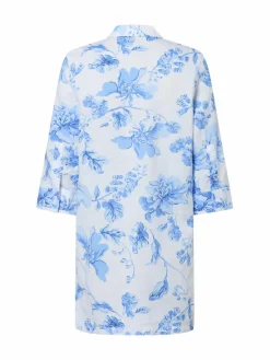 Franco Callegari Blusen<Damen Tunikabluse mit Leinen-Anteil - Winnie weiß hellblau gemustert