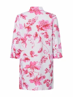 Franco Callegari Blusen<Damen Tunikabluse mit Leinen-Anteil - Winnie weiß pink gemustert