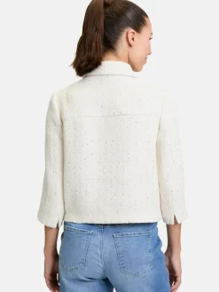 Cartoon Blazer<Damen Tweedblazer weiß mehrfarbig gemustert