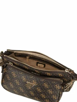 GUESS Taschen & Rucksäcke<Damen Umhängetasche - Noelle II Double Pouch CB 72710 Logo braun uni