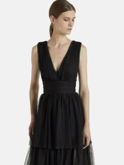 Nicowa Kleider<Damen Volantkleid - BALINO schwarz uni