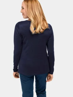 Goldner Pullover & Strickjacken<Damen V-Pullover - Unkomplizierter Pullover mit V-Ausschnitt blau uni