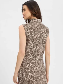 comma casual identity Jacken & Westen<Damen Weste schoko sand gemustert