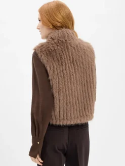 Rino & Pelle Jacken & Westen<Damen Weste aus Kunstfell - Dava taupe uni