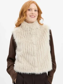 Rino & Pelle Jacken & Westen<Damen Weste aus Kunstfell - Dava ecru uni