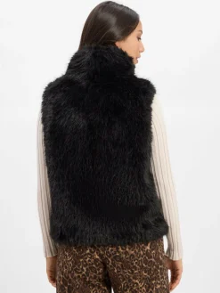 Amber & June Jacken & Westen<Damen Weste aus Kunstfell schwarz uni