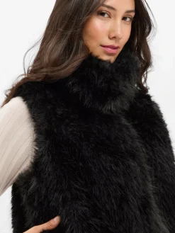 Amber & June Jacken & Westen<Damen Weste aus Kunstfell schwarz uni