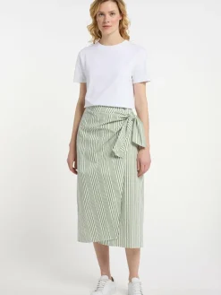 Dreimaster Röcke<Damen Wickelrock grün gestreift