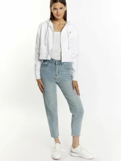 Damen MyMo Sweatshirts & Sweatjacken>Damen Zip Hoodie cropped