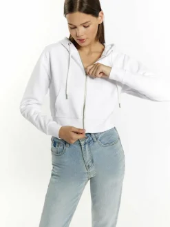 Damen MyMo Sweatshirts & Sweatjacken>Damen Zip Hoodie cropped