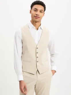 Finshley & Harding Baukasten-Anzüge|Anzüge<Herren Anzugweste - Alameda beige weiß meliert