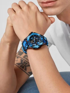 PHILIPP PLEIN Uhren<Herren Armbanduhr blau gemustert