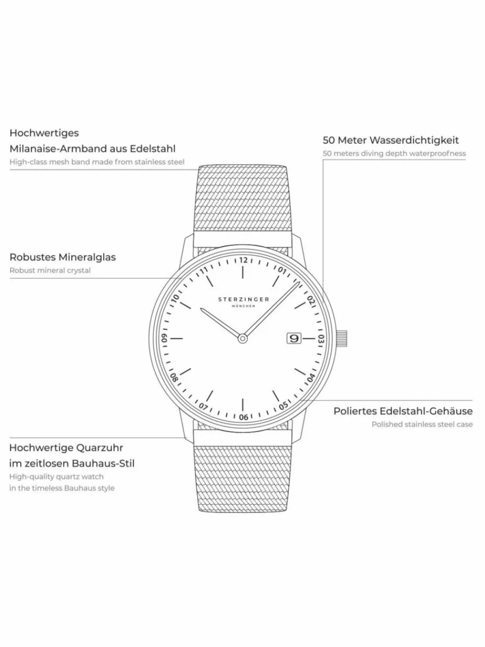 Herren Sterzinger München Uhren>Herren Armband-Uhr Quarzuhr -Zeitmesser