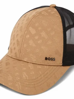 BOSS Mützen & Caps<Herren Baseballcap - Zed Trucker camel schwarz gemustert