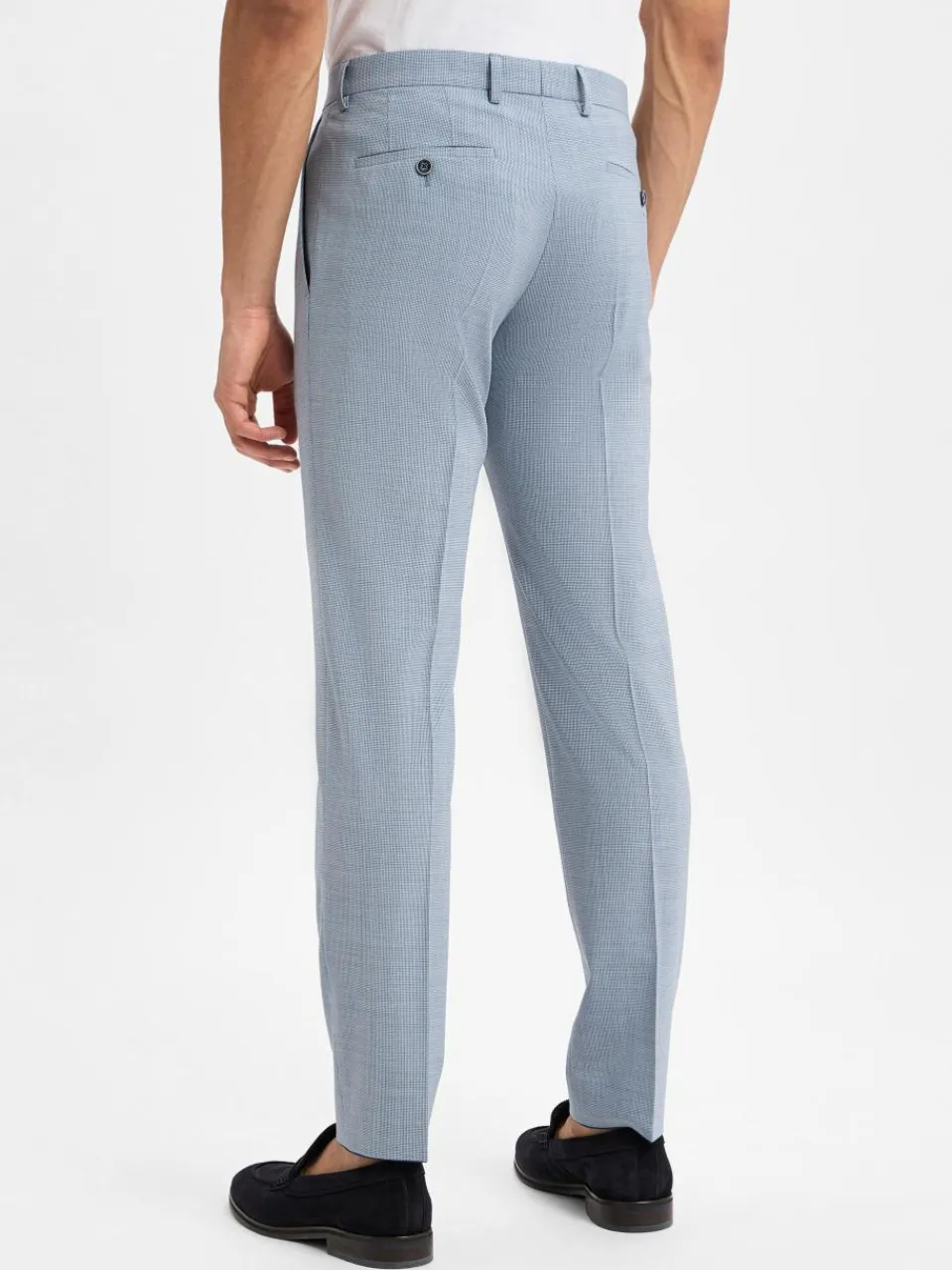 Finshley & Harding Hosen|Baukasten-Anzüge<Herren Baukasten--Abzughose mit Schurwoll-Anteil - Mitch blau hellblau gemustert