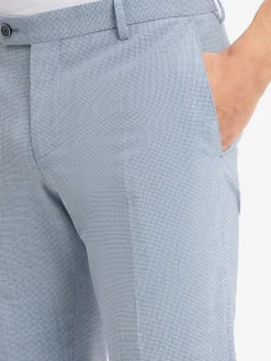 Finshley & Harding Hosen|Baukasten-Anzüge<Herren Baukasten--Abzughose mit Schurwoll-Anteil - Mitch blau hellblau gemustert