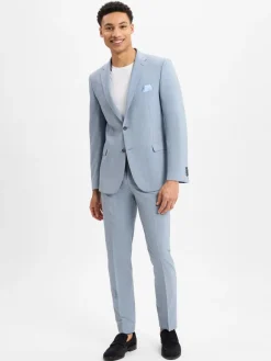 Finshley & Harding Hosen|Baukasten-Anzüge<Herren Baukasten--Abzughose mit Schurwoll-Anteil - Mitch blau hellblau gemustert