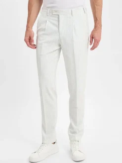 Finshley & Harding London Baukasten-Anzüge<Herren Baukasten-Anzughose - Hudson weiß blau gestreift