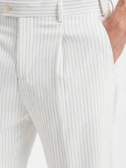 Finshley & Harding London Baukasten-Anzüge<Herren Baukasten-Anzughose - Hudson weiß blau gestreift