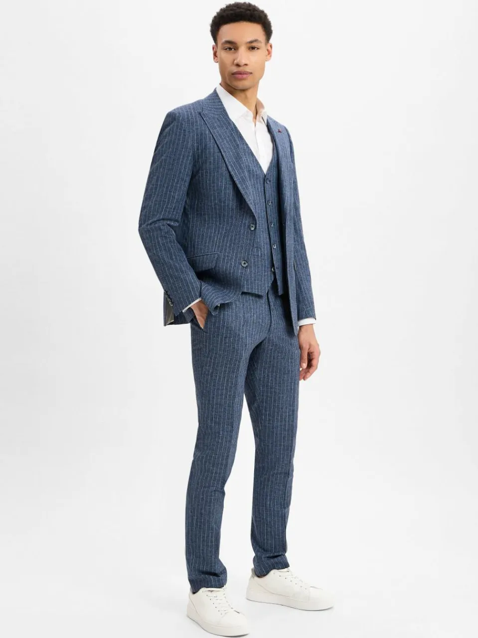 Roy Robson Baukasten-Anzüge<Herren Baukasten-Anzughose mit Schurwoll-Anteil blau ecru gestreift