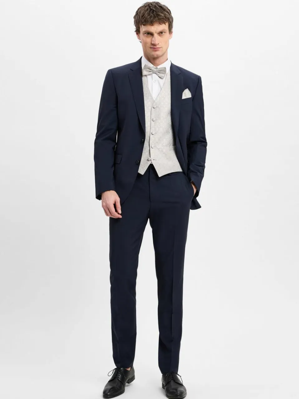 Digel Baukasten-Anzüge|Anzüge<Herren Baukastenanzug-Weste - Lambert hellgrau beige gemustert