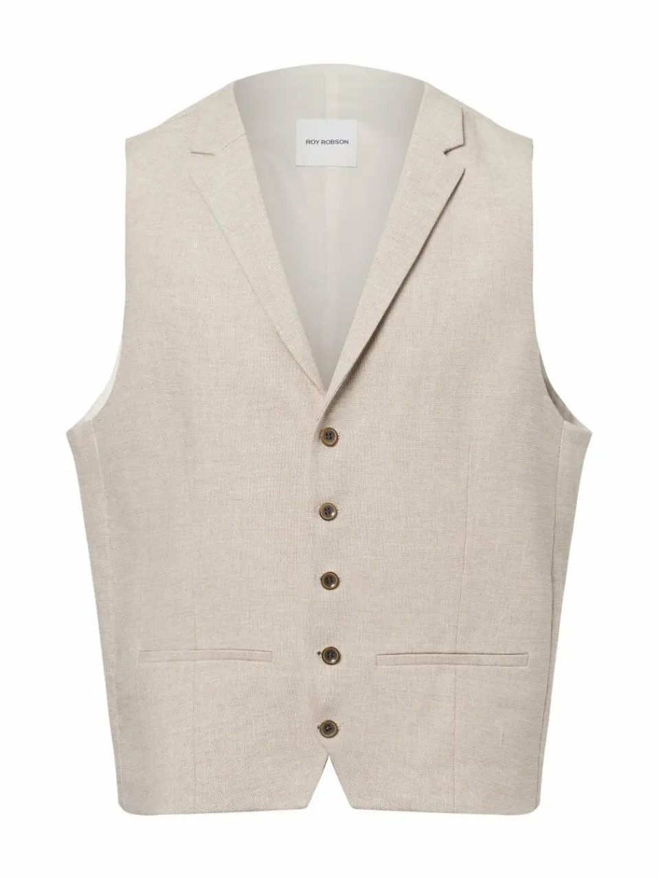 Roy Robson Baukasten-Anzüge|Anzüge<Herren Baukasten-Anzugweste mit Leinen-Anteil beige strukturiert