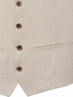 Roy Robson Baukasten-Anzüge|Anzüge<Herren Baukasten-Anzugweste mit Leinen-Anteil beige strukturiert