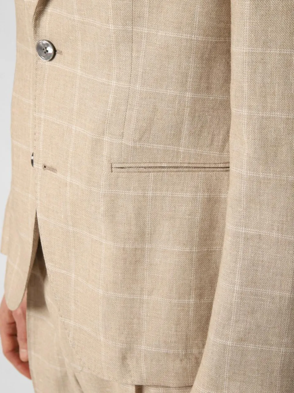 BOSS Anzüge<Herren Baukasten-Sakko mit Leinen-Anteil - Jack-MM-C-233 beige kariert