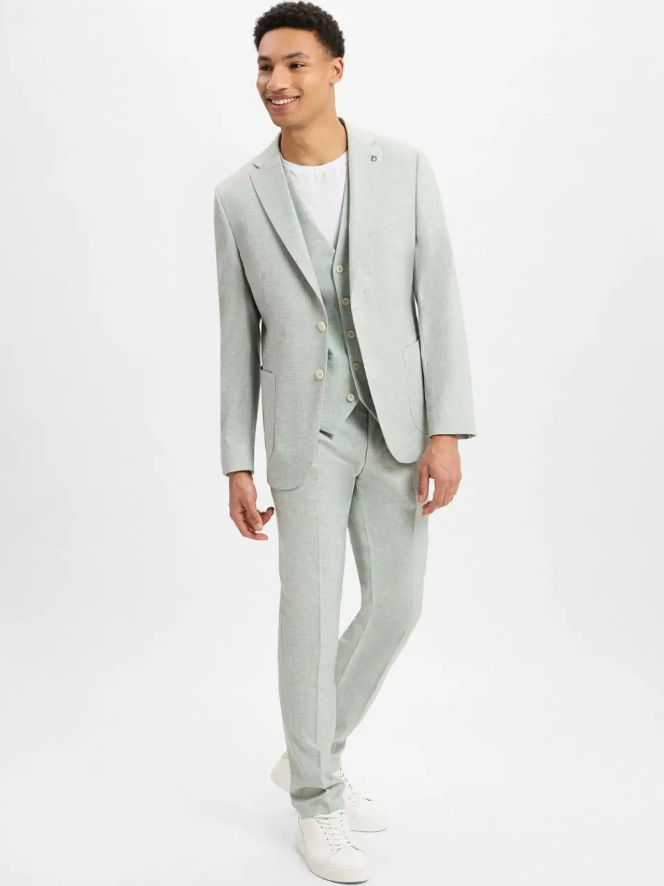 Digel Baukasten-Anzüge<Herren Baukasten-Sakko mit Leinen-Anteil - Edward mint hellgrau meliert