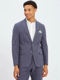 Nils Sundström Baukasten-Anzüge<Herren Baukasten-Sakko mit Leinen-Anteil indigo meliert