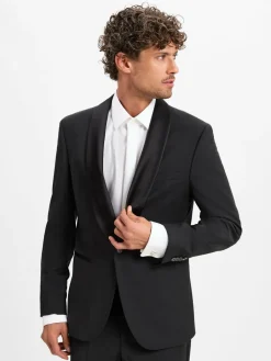 BOSS Baukasten-Anzüge|Anzüge<Herren Baukasten-Sakko mit Seiden-Anteil - H-Jasper-Tux-MM-C231 schwarz uni