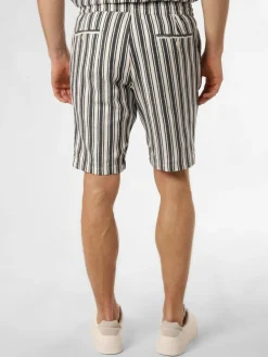 Finshley & Harding London Baukasten-Anzüge|Anzüge<Herren Baukasten-Shorts mit Leinen-Anteil - Cox marine weiß gestreift
