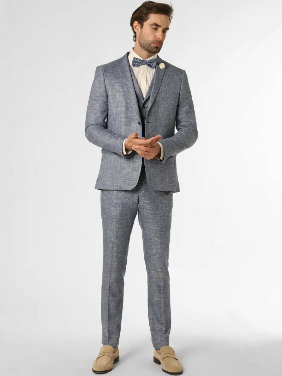 Finshley & Harding Baukasten-Anzüge<Herren Baukasten-Weste - Dan-2 blau strukturiert