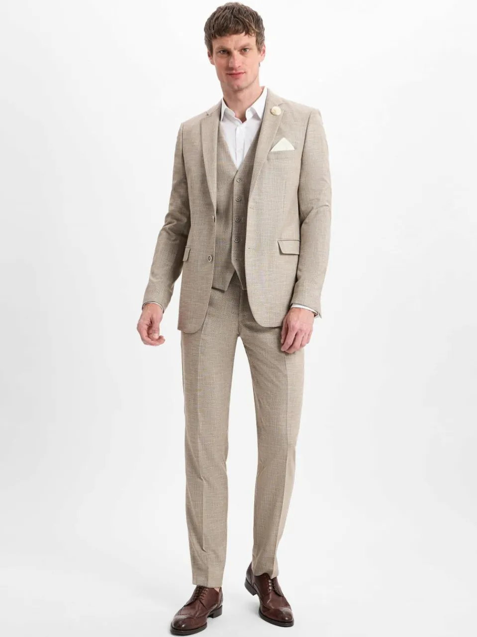 Finshley & Harding Baukasten-Anzüge|Anzüge<Herren Baukasten-Weste - Max beige gemustert