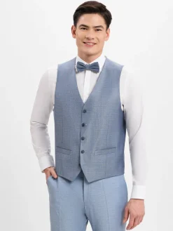 Roy Robson Baukasten-Anzüge|Anzüge<Herren Baukasten-Weste mit Schurwoll-Anteil blau gemustert