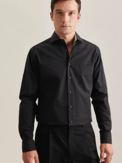 Seidensticker Hemden<Herren Business Hemd - Regular 1/1 schwarz uni