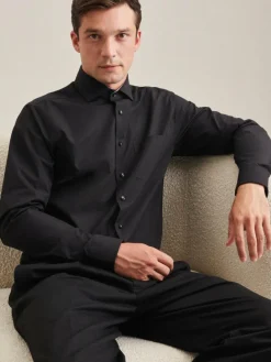 Seidensticker Hemden<Herren Business Hemd - Regular 1/1 schwarz uni