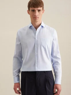 Seidensticker Hemden<Herren Business Hemd - Regular Langarm blau uni
