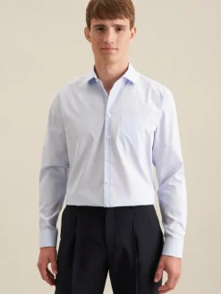 Seidensticker Hemden<Herren Business Hemd - Regular Langarm hellblau gestreift