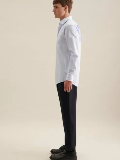 Seidensticker Hemden<Herren Business Hemd - Regular Langarm hellblau gestreift