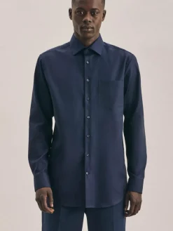 Seidensticker Hemden<Herren Business Hemd - Regular Langarm blau uni
